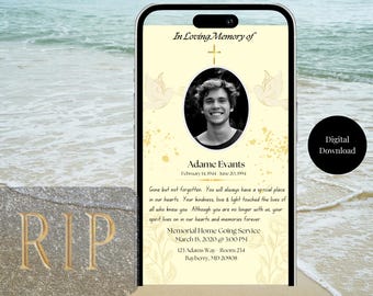 Digital Funeral Invitation Template: Memorial Service Announcement (Digital Download)