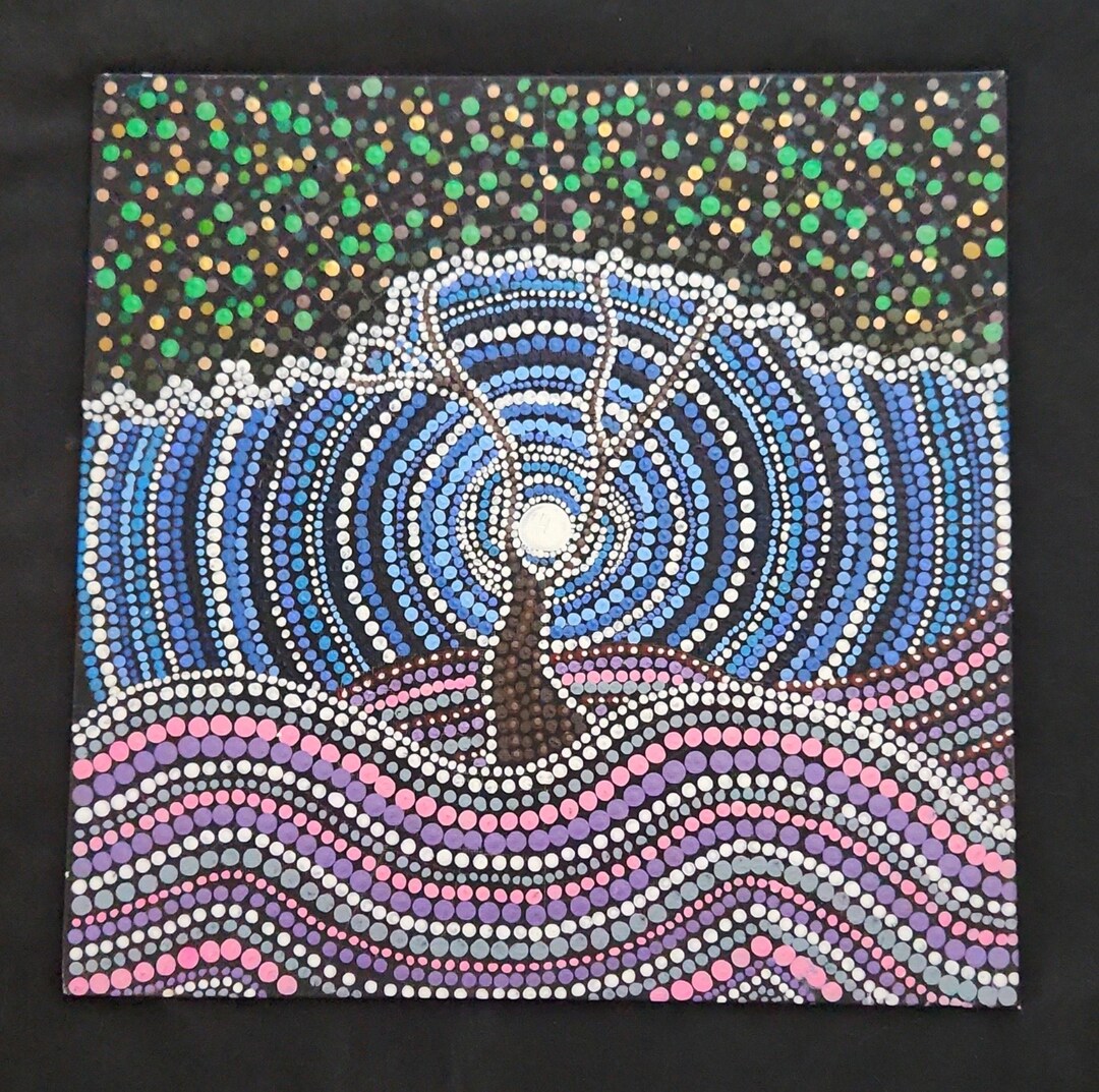 12x12 Tree Scene in Dot Art - Etsy