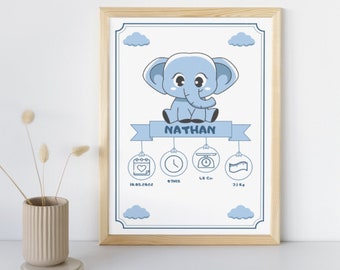 Affiche Naissance personnalisée - Bébé - Cadeau