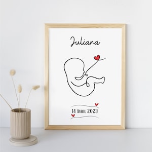 Cartel de nacimiento personalizado / Bebé / Regalo único / Corazón