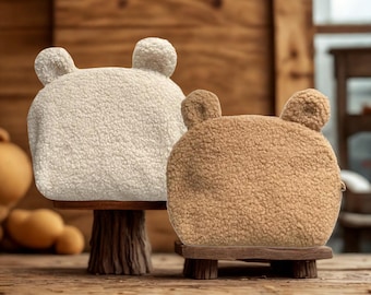 Baby pouch with teddy bear ears – Children’s toiletry bag – Storage for diapers, comforter, wipes – Birth gift idea