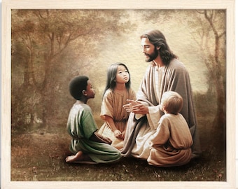 Jesus Teaching Children Art Print: Christian wall art, spiritual gift
