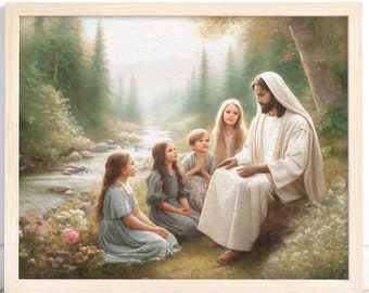 Jesus Teaching Children Art Print: LDS Christian Wall Decor (Digital Download)