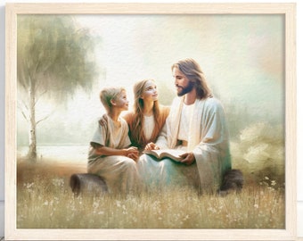 Jesus Teaching Children Art Print: Christian wall art, spiritual gift