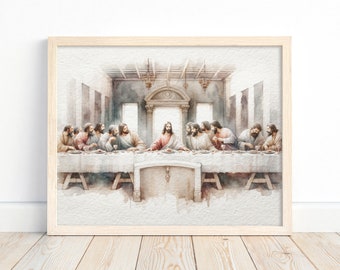 Last Supper Painting: Jesus, Religious Christian Art (Digital Download)