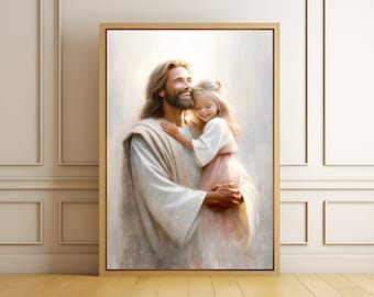 Printable wall art, LDS Art, Christian art, Jesus holding child, Jesus walking with girl, Christ laughing, Jesus painting with child, Jesus