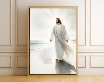 Jesus Christ Portrait: Walking on Water, Christian Art (Digital Download)