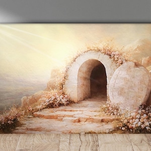 Leeres Grab Gemälde, Jesus Auferstehung Kunst, Christliche Wanddekoration, Oster Kunstwerk, Er ist auferstanden Druck, Biblischer Glaube Geschenk, Biblische Szene