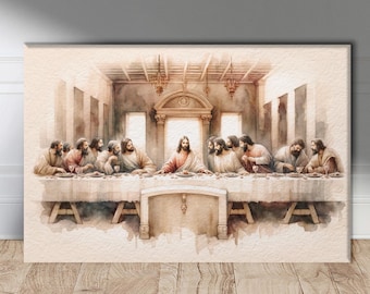 Jesus und Abendmahl Gemälde: Christliche Wohnkultur (Digitaler Download)
