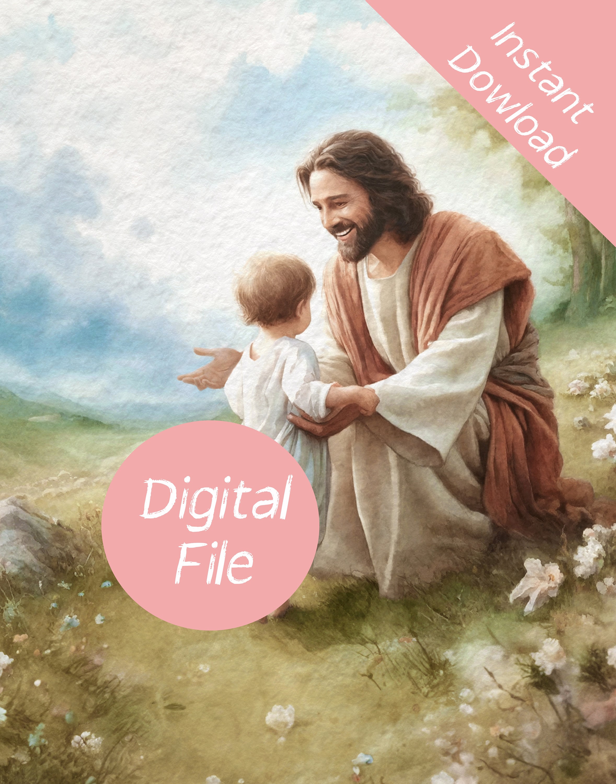 Jesus With Child Art Print: Christian Nursery Decor (digital Download ...