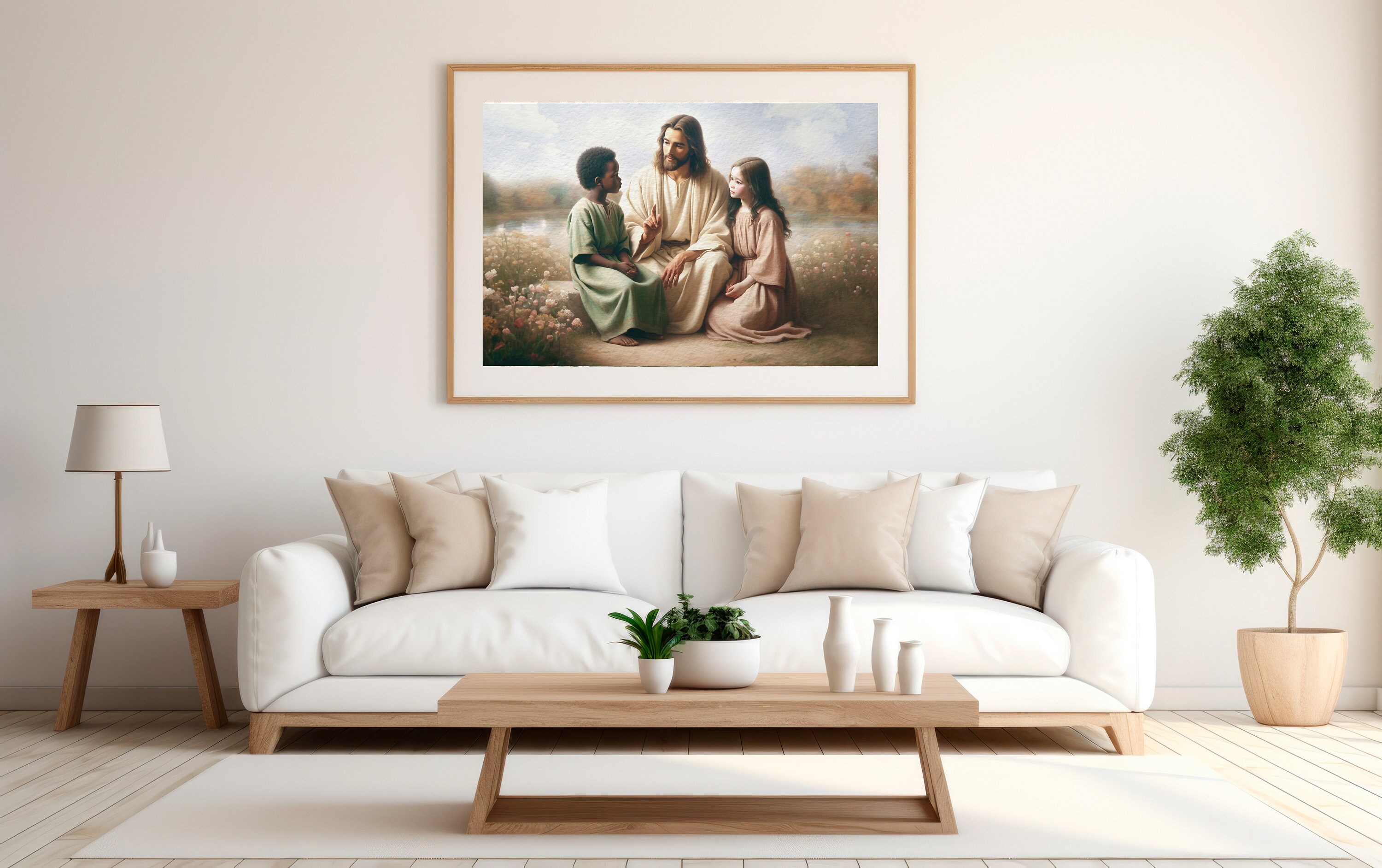 Stampa Su Tela Gesù Che Insegna Ai Bambini - Quadro Religioso Per Camera Dei Bambini, 40x60 Cm, Pronto Da Appendere - 2