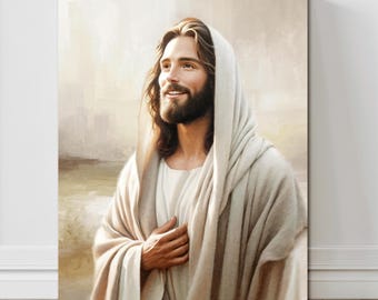 Joyous Christ Portrait: Religious Home Decor, Jesus Smiling (Digital Download)