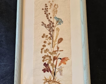 Framed Pressed Flower Picture 7 x 18.5 inches