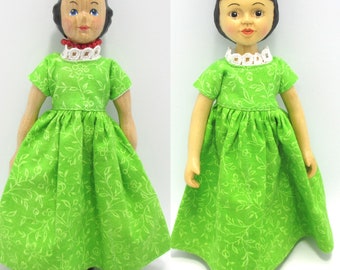 Hitty Doll Basic Dress Lime Green Print