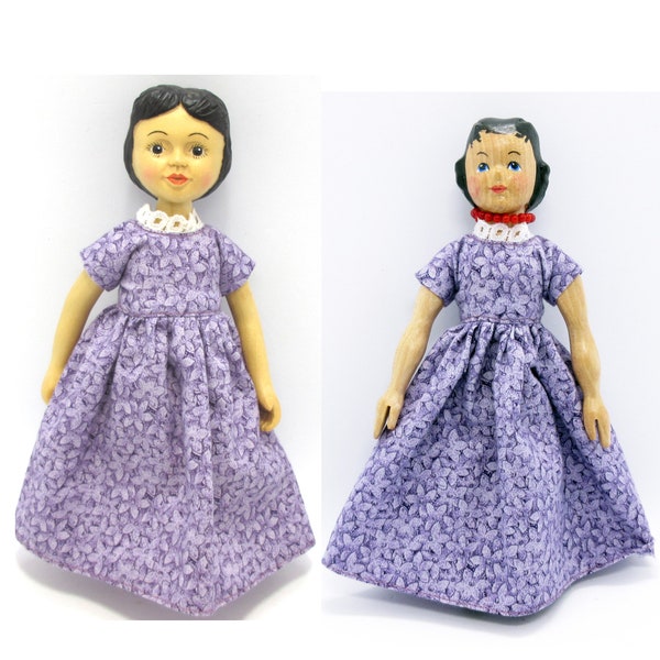 Hitty Doll Basic Dress Lavender Print