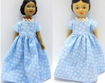 Hitty Doll Basic Dress Light Blue Snowflake Print