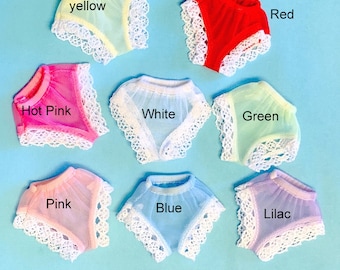 8 Pair FDXSmall Doll Panties for Curvy Barbie Tammy and 11-12" Dolls with 3.5- 4.5" waist