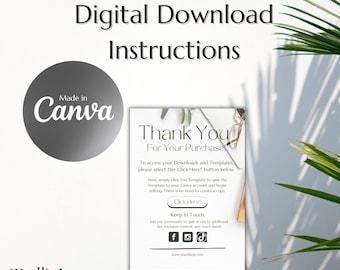 Thank You for Purchase, Edit, Download Instruction Template, Digital Product Canva, Template Link, Link Page, PDF Canva, Canva Instruction