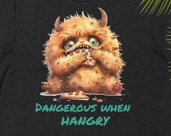 Hangry Monster Shirt, Funny Pizza Lover Gift, Sarcastic Foodie Tee, Cute Monster Graphic Top, Pizza Party T-Shirt, Relatable Humor Apparel