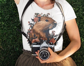 Floral Capybara Shirt,Botanical Capy Graphic Tee, Cottagecore Rodent Art, Aesthetic Capybara Lover Gift,Zen Nature Animal Top,Whimsical Tee