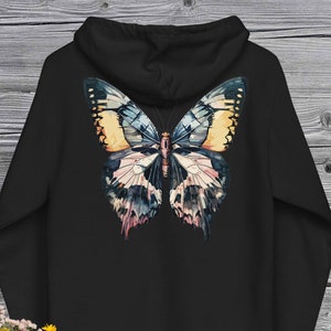 BUTTERFLY Unisex Fleece Zip up Hoodie, Print Butterflies on