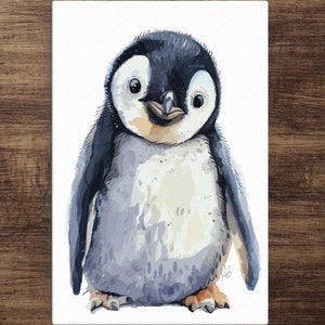 Penguin Wall Art Arctic Nursery Wall Decor Penguin watercolor painting Nursery Canvas Print Kids Room Decor