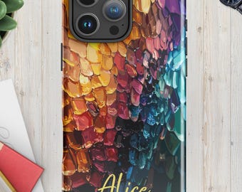 Custom Tough Case for iPhone®, Stained Glass Effect Phone Cover, Spring Phone Case, Personalized iPhone Cover for iPhone 17 16 15 14