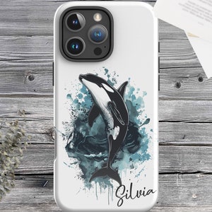 Custom Orca Tough Case for iPhone®, Personalized Killer Whale Phone Cover, Orca Lover Gift Idea, Personalized iPhone Case, Wildlife Inspired