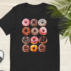Graphic Doughnut T-shirt, Colorful Donut Tee, Foodie Top, Gift For Doughnut Lover, Present Idea for Him, Pastry Shirt, Sugary Delight Tshirt