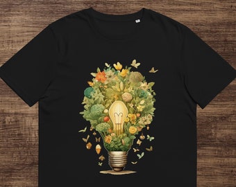 Terrarium Light Bulb Shirt, Cottagecore Nature Graphic Tee,Miniature Forest Art, Botanical Garden Gift,Plant Lover Top, Ecosystem sketch