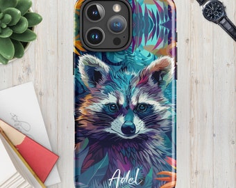 Custom Raccoon Tough Case For iPhone®, Personalized Raccoon iPhone Cover, Raccoon Lover Gift, Custom Jungle Phone Case, Custom iPhone Case