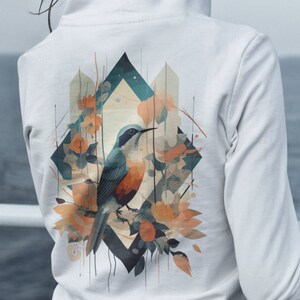 Cottagecore Bird Hoodie, Bird Back Print Sweatshirt, Bird Lover Hoodie Gift, Floral Bird Hoodie, Summer Boho Bird Hoodie, Floral Sweatshirt