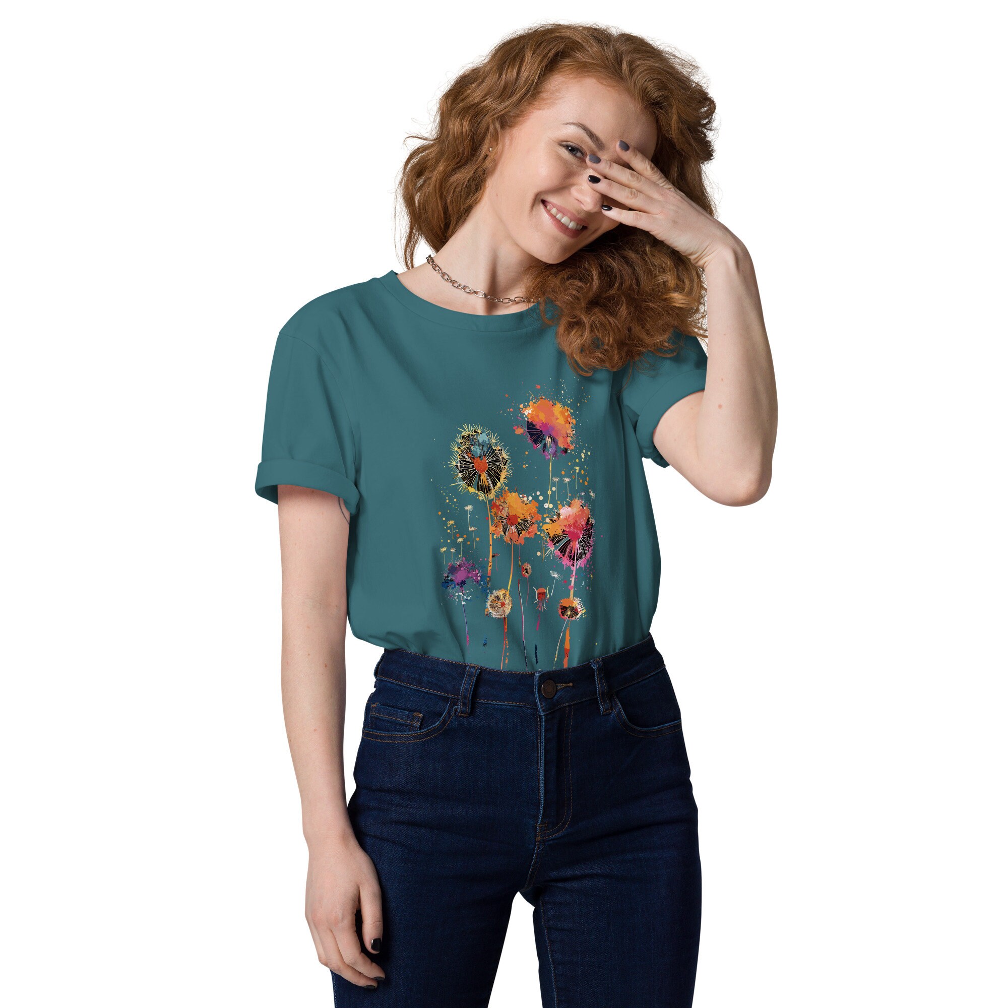Colorful Dandelion T-shirt, Wildflower Shirt, Sprig Flower