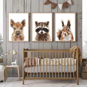 Printable Forest Nursery Wall Art Set of 3, Custom Woodland Nursery ...