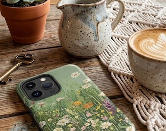 Custom Wildflower Phone Case | Personalized Floral Meadow Cover | Painted Botanical Art | Cottagecore iPhone Tough Case | Samsung Galaxy Gif
