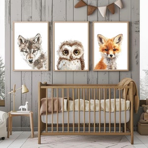 Printable Forest Nursery Wall Art Set of 3, Custom Woodland Nursery ...