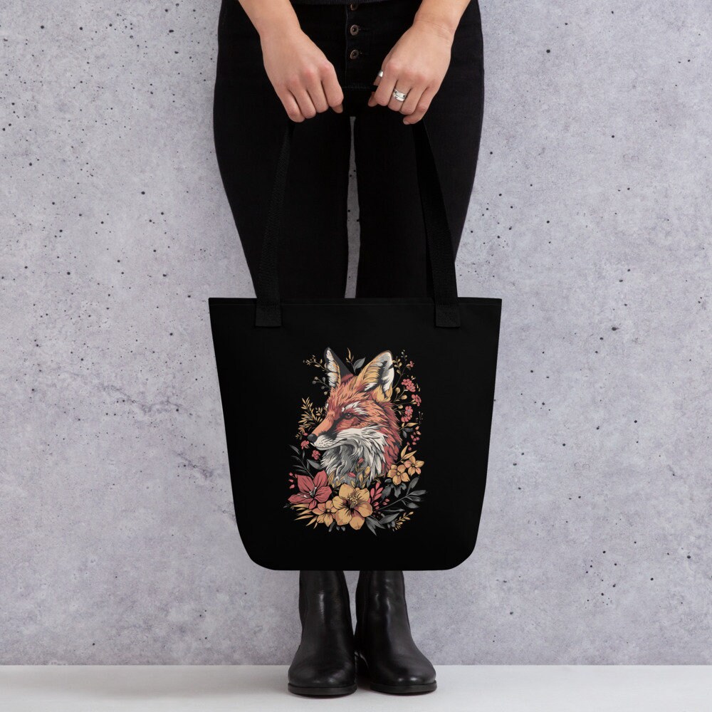 Cottagecore Fox Tote Bag, Cute Fox Shopping Bag, Forestcore Tote Bag ...