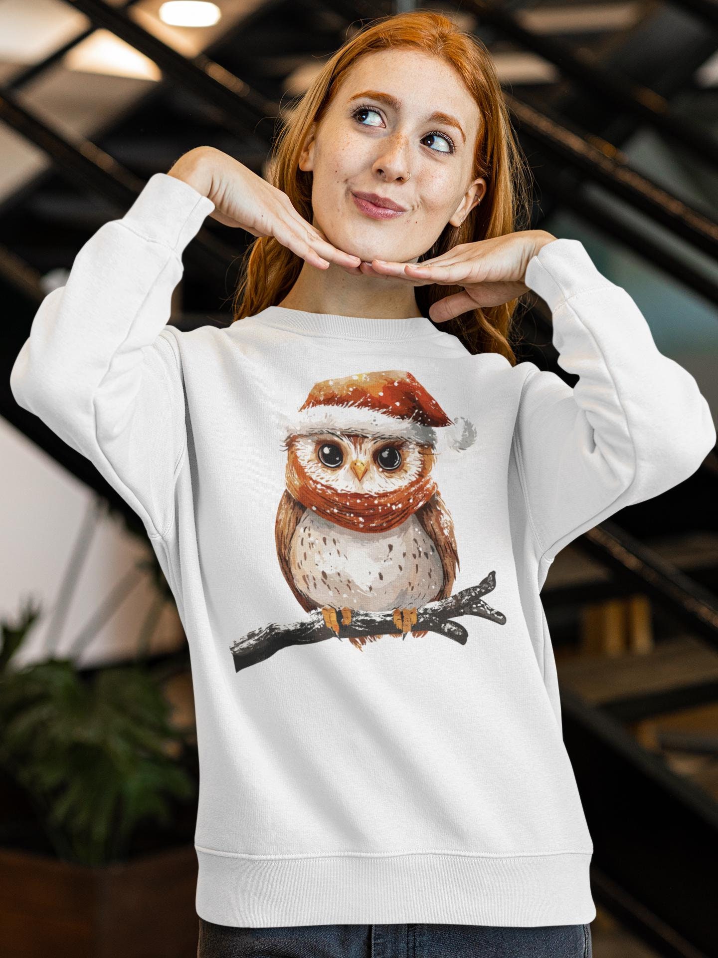 Christmas Owl Sweater, Festive Owl Crewneck, Christmas Family Sweatshirts, Cute Owl Pullover, Owl Lo
