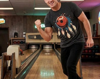 Retro Bowling Shirt, Vintage Bowling Ball Tee, Grunge Bowling Pins Top, Bowling League Apparel, Bowler Gift, Strike Graphic T-Shirt