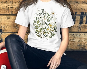 Vintage Botanical Shirt, Pressed Flower Graphic Tee, Cottagecore Wildflower Top, Herbalist Gift, Aesthetic Meadow Art, Nature Lover Graphic