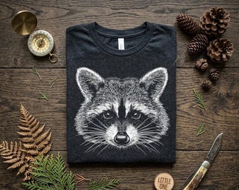 Cute Raccoon T-Shirt Delicate Line Art Trash Panda Tee Minimalist Woodland Animal Shirt Nature Lover Gift Cottagecore Graphic Tee