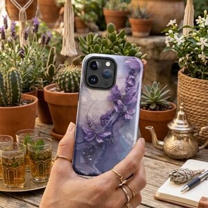Amethyst Butterfly Phone Case | MagSafe iPhone Cover | Samsung Galaxy Gemstone Case | Purple Crystal Aesthetic | Fairycore Tech Accessory