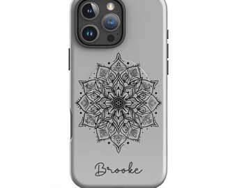 Custom Mandala Phone Case | Personalized Boho MagSafe iPhone Cover | Zen Samsung Tough Case | Custom Name Tech Accessory | Yoga Gift