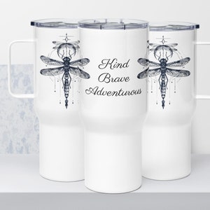 Tazza da viaggio personalizzata con libellula, bicchiere con libellula geometrica personalizzato, simpatico regalo per gli amanti delle libellule, bicchiere da caffè personalizzato, regalo di anniversario