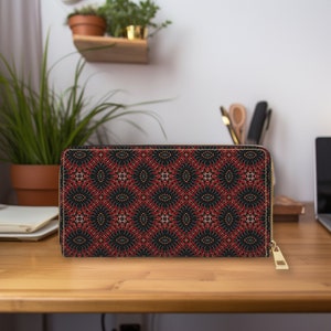 Cartera con cremallera; cartera de diseño, cartera clutch, cartera de arte original, regalo para ella, piel sintética, llamativa cartera de mujer - HF 2