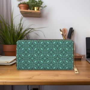 Cartera con cremallera; cartera de diseño, cartera clutch, cartera de arte original, regalo para ella, piel sintética, llamativa cartera de mujer - Boothbay 1