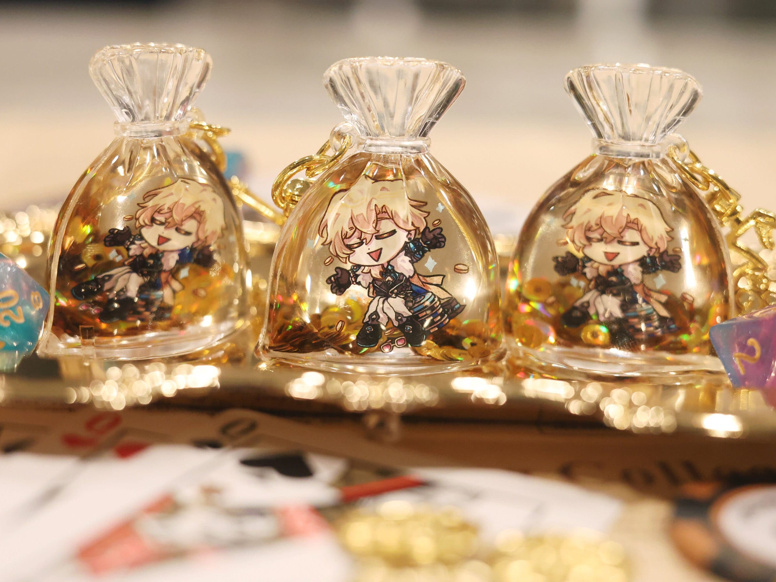 Aventurine Liquid Money Bag Charm - Honkai Star Rail Acrylic Keychain 2”