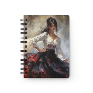 Spanish Dancer Spiral Bound Journal, 5&quot;x7&quot;, 150 Lined Pages, Travel Diary, Writing Notebook, Gift for Her, Meditation Journal