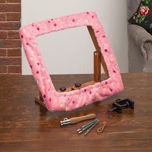 Punch needle frame 35*35cm, Gripper strip frame, Rug punching stand hoop, Punch needles set Lavor, Gripper frame cover