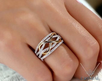 Beautiful Sterling Silver Infinity Ring, Luxury Silver Infinity Love Ring, Cubic Zirconia Ring, Eternity Ring, Promise Ring, Gift for Her